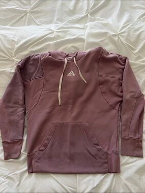 Adidas Dusty Mauve Tow Tone Hoodie with White Drawstrings